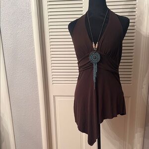 Simply Irresistible Brown Halter Asymmetrical Camisole